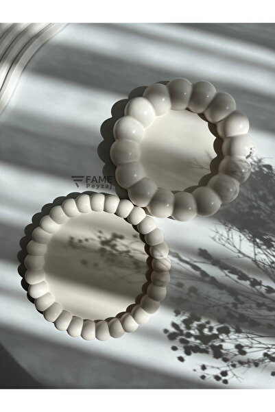 FAME PEYZAJ 2'li Bubble Tabak Seti (VERNİKSİZ) Dekoratif Mum ve Takı Tabağı, ...