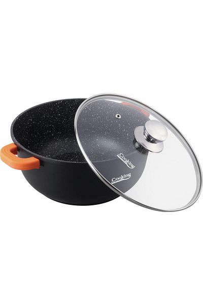 Cooking by Heinner SEMIOALA ALUMINIU TURNAT + CAPAC, 32 CM X 14,5 CM, 10 L, DARK LINE
