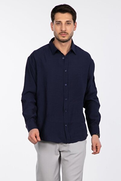 BARRELS AND OIL قميص مودال كبير الحجم - أزرق داكن