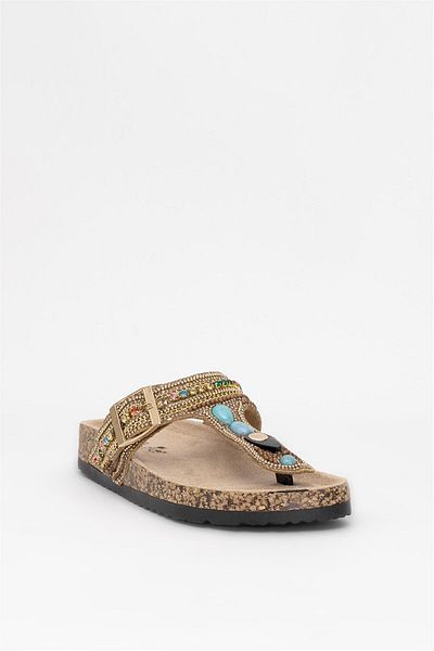 Guja Women's Stone Flip Flops 25Y102-7 Camel