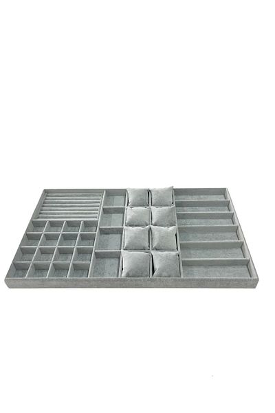 MeGass Dekor Domestic Production Special Order 70/38 Cm Suede Coated Gray Color Inside Drawer Jewelry Organizer