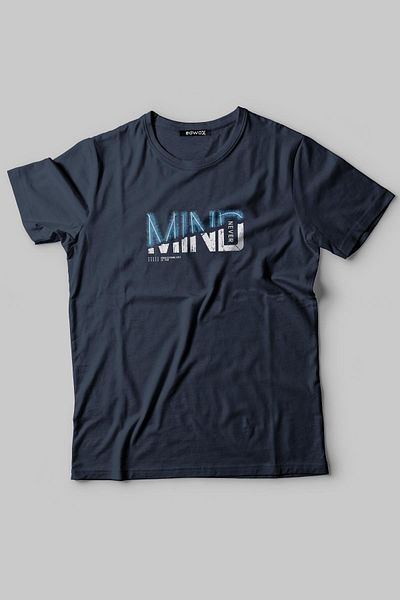 Edwox Ανδρικό μπλουζάκι με στάμπα Half Oversize Navy Blue Edw274