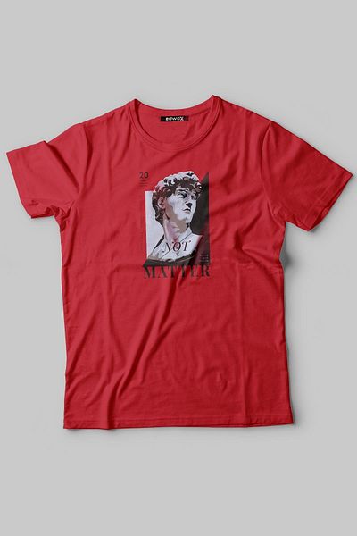Edwox Men's Printed Half Oversize T-Shirt - Red Edw291