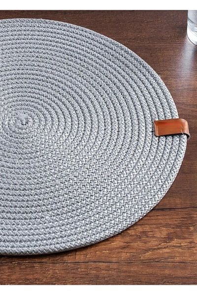 FİNGEV 6 Pieces 32cm Round Wicker American Service Wicker Jute Weave Plate Presentation Set