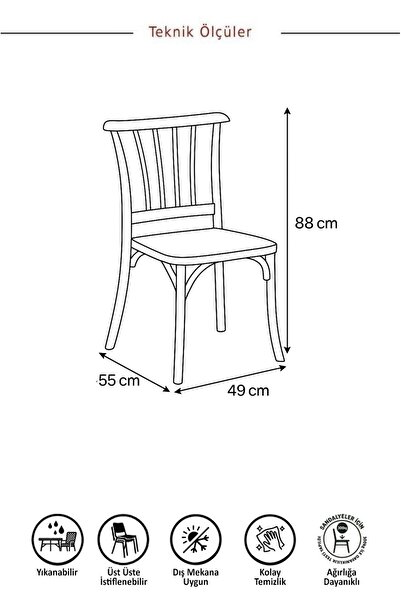 SANDALİE 4 Adet Violet Siyah Sandalye / Balkon-bahçe-mutfak