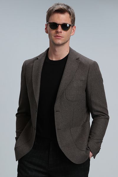 Lufian Gabrıel Sports Men's Blazer Jacket Slim Fit Brown