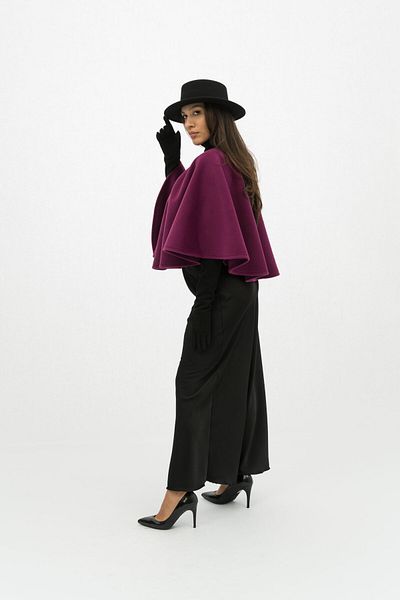 Gorgeaux Emilia Fuchsia Cape and Black Skirt Set - M(38)