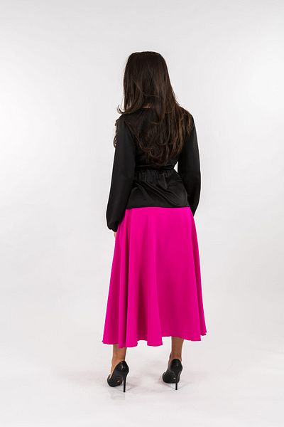 Gorgeaux Black Blouse And Pink Bonbon Skirt Set - 3xl(46)