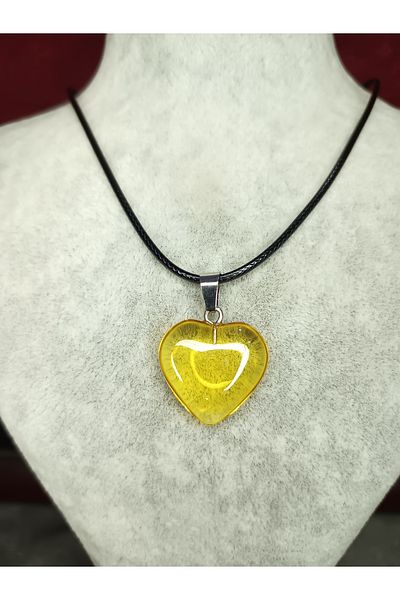 Mos Tespih Leather Drawstring Citrine Stone Natural Stone Necklace