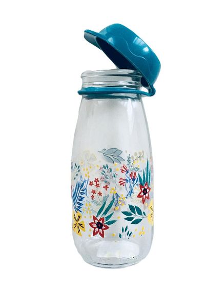 Sarina Cam 250 Cc Patterned Milk Bottle-Turquoise