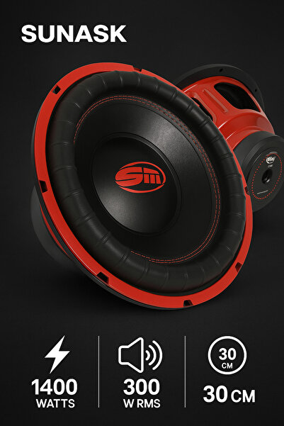 SUNASK Bm Audio 1400 Watt 300 Rms 30 Cm Subwoofer Bass Spl Körük Bass Oto Hoparlör Kabinsiz