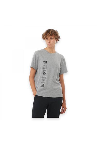 Salomon إل سي 2232900   تي شيرت نسائي بشعار كومبو Ss تي شيرت رمادي