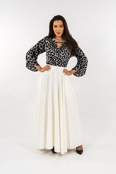 Gorgeaux Mariana Black Blouse and White Skirt Set - XL(42)