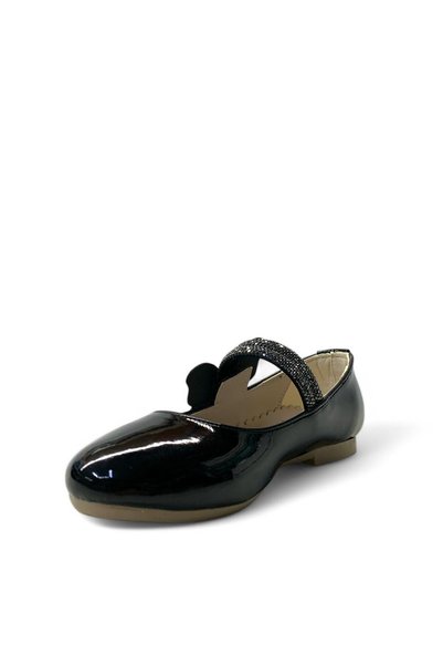 Tuğba Ortopedi 258 Orthopedic Girl's Preschool Black Patent Leather Butterfly Stone Ballerinas