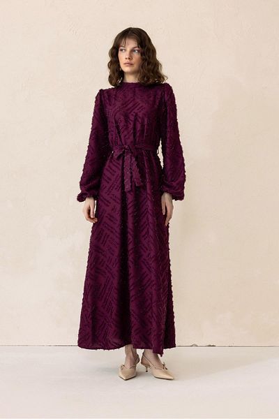 Olcay Rochie de seara hijab cu model cu ciucuri argintii ROSA CLARE 1528