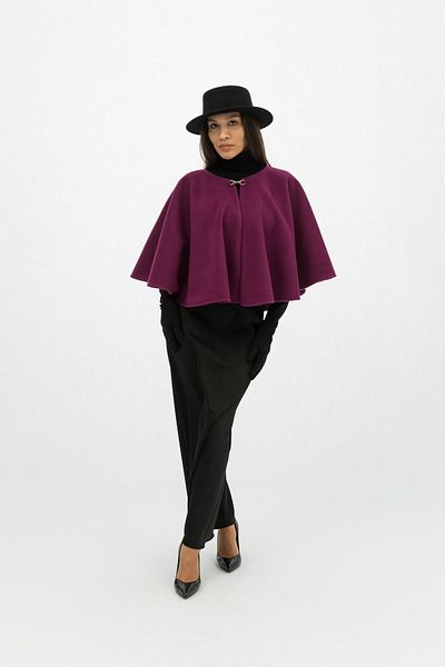 Gorgeaux Emilia Fuchsia Cape and Black Skirt Set - M(38)
