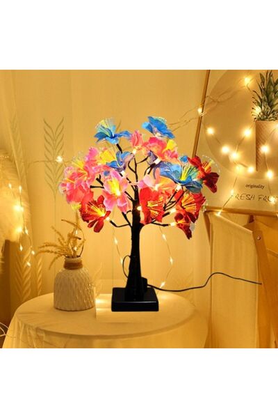 Livava Led Işıklı Çiçek Masa Lambası, Renkli, 45x45