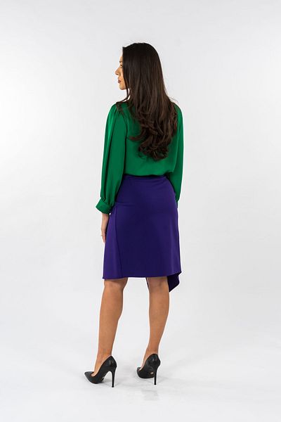 Gorgeaux Emerald Green Blouse and Purple Skirt Set - 4XL(48)