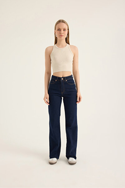 Sevilen Tekstil Yüksek Bel Bol Paça Esnek Jean