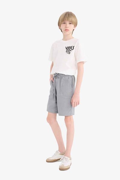 DeFacto Ανδρικό μπλουζάκι με στάμπα Crew Neck Off White E6314a8/wt32