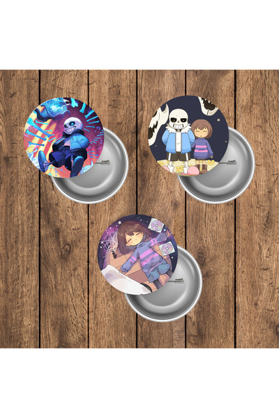 mertfigur Undertale Anime Buton Rozet Seti (44mm)