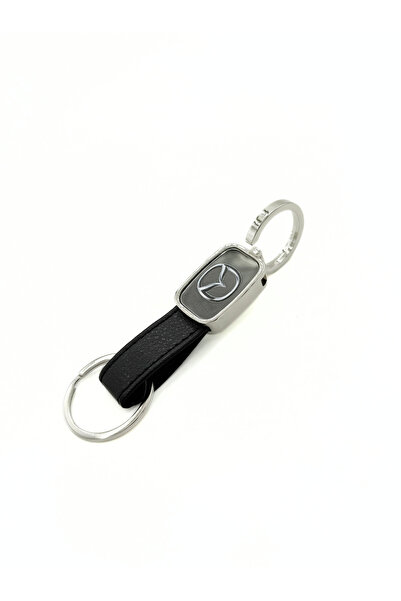 platin hediyelik Mazda Logo Leather / Steel Keychain, Steel Keychain