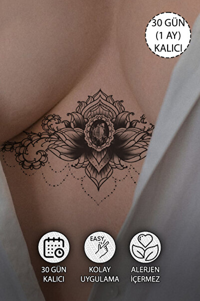 SERRANO 30 Gün / 1 Ay Kalıcı Sternum - Göbek - Bel - Jartiyer Dövme Tattoo - 12 Saat Sonra Kararır