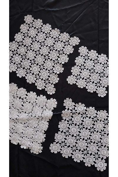 Papatyam 3 Hand Knitted Crochet (26X26), 1 Crochet (33X33) and 1 Crochet (20X20) Lace, Vintage and Dowry Flush Thread with Personalizable