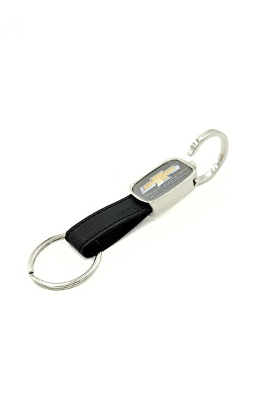 platin hediyelik Chevrolet Logo Leather / Steel Keychain, Steel Keychain