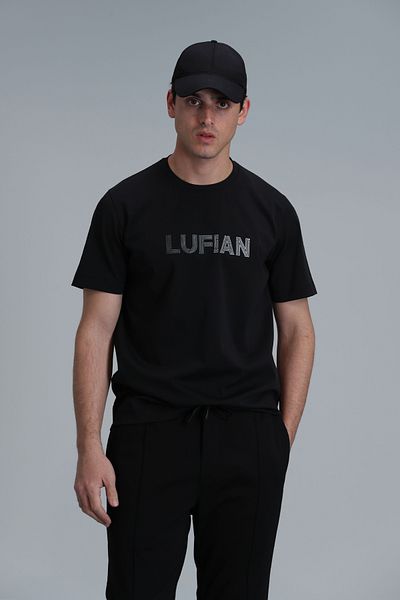 Lufian Μαύρο γραφικό μπλουζάκι Benjamin - Μοντέρνο