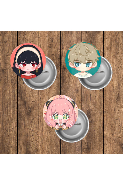 mertfigur Spy x Family Anya Loid Yor Anime Buton Rozet Seti (44mm)