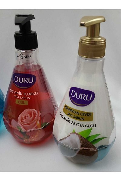 Duru Organic Olive Oil Liquid Soap Set / 6 Piecesx500 ml / Evissa 100 Gram Soap Gift