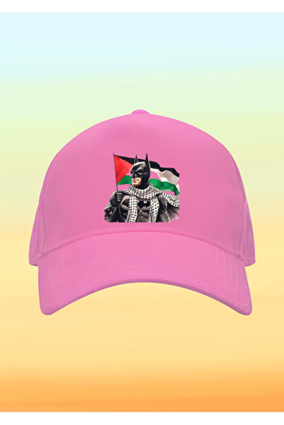relaxbaskı قبعة باتمان مطبوعة للأطفال مع العلم الفلسطيني