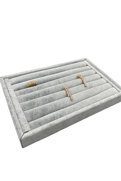 MeGass Dekor Domestic Production Small Size Suede Fabric Gray Color 22.5/14.5 Cm Roll Drawer Ring Stand