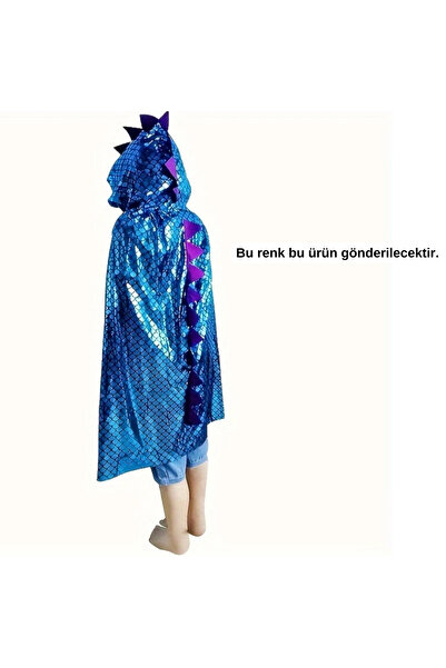 darko Dinozorlu Pelerin Çocuk Kapüşonlu Mavi Dinozor Pelerini Tyrannosaurus R...