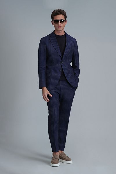 Lufian Jak Spor Ανδρικό Blazer Σακάκι Slim Fit Λαμπερό Μπλε