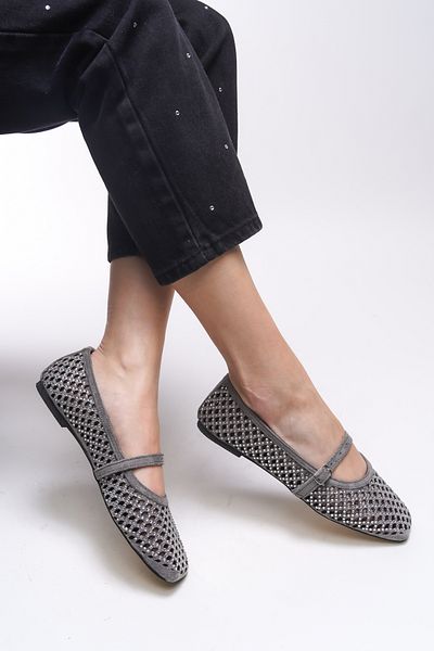 Riccon Gray Suede Phrelduth Women's Ballerinas 0012400