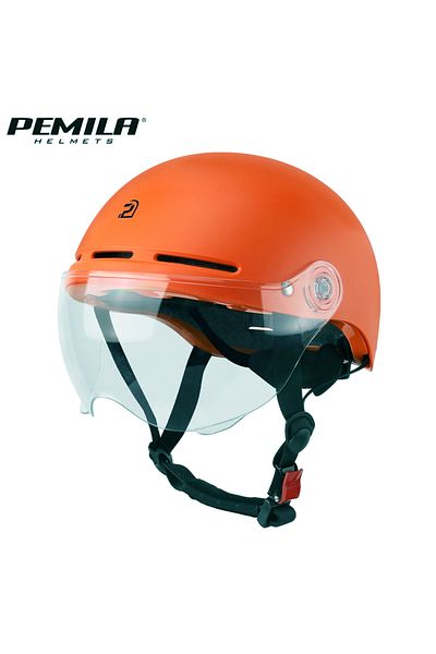 PEMILA 56-63CM V09-Orange-T PEMILA New Full edge wrapping process Cycling Helmet With Goggles Lens Ear Prot