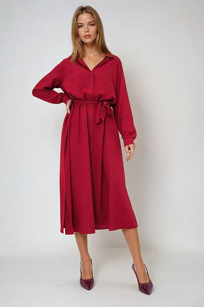 VAGGON Rochie cămașă din viscoză țesută Bordeaux Prmx13519