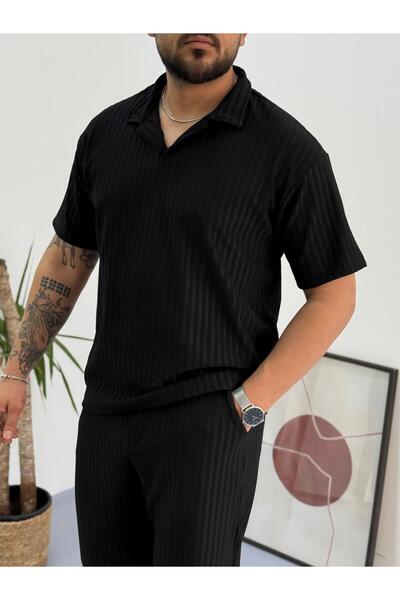 Combineman35 Ανδρικό μπλουζάκι με γιακά πόλο από ύφασμα Lycra με ραβδώσεις