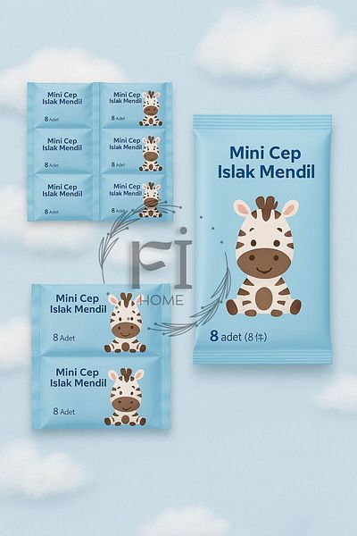 Fİ HOME Mini Pocket Wet Wipes 8 Pack |   Practical and Portable Hygiene Wipes