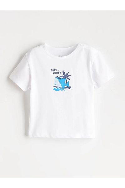 LC Waikiki Lcw Baby Ecru Printed Baby Boy T-Shirt and Shorts 2-Pack