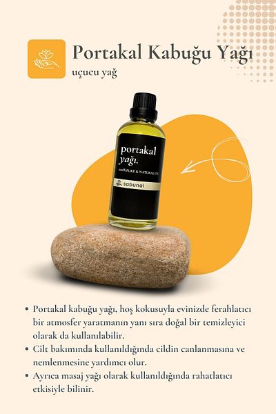sabunal Orange Peel Oil 100 ml - Aromatherapy and Anti-Aging Skin Care Oil