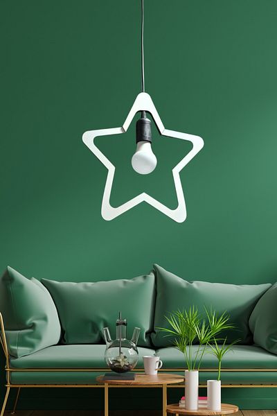 Nurnivus Single Black Star Wooden Chandelier Star Star Children's Room Living Room Kitchen Decorative Pendant Lamp Rustic Lamp