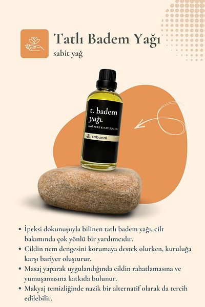 sabunal Sweet Almond Oil 100 ml - Skin and Hair Compatible Moisturizing Oil