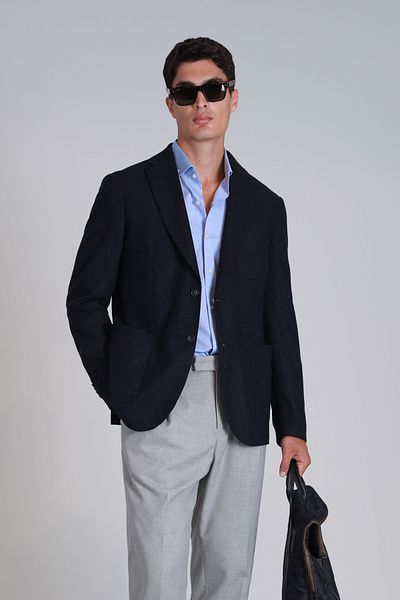 Lufian Men's Slim Fit Navy Blue Dor Sports Blazer Jacket