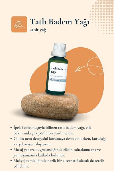 sabunal Sweet Almond Oil 30 ml - Skin and Hair Compatible Moisturizing Oil