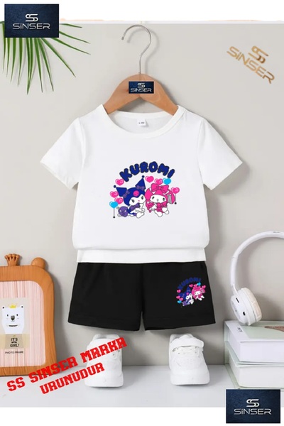 SS SİNSER Children's Kuromi Special Custom Printed Crew Neck T-Shirt - Shorts...