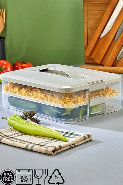 ALP HOME Practical 2 Tiers Storage Container Refrigerator Organizer Multi-Purpose Storage Container