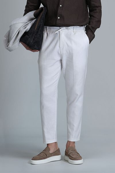 Lufian Men's Slim Fit White Chino Pants - Leo Smart